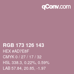 Código de color: RGB 173 126 143 | qconv.com