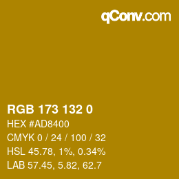 Código de color: RGB 173 132 0 | qconv.com