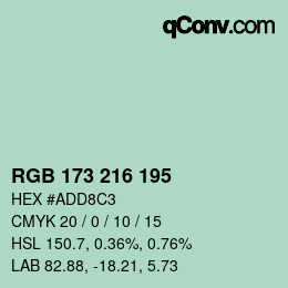 Color code: RGB 173 216 195 | qconv.com