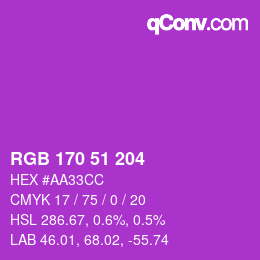 Color code: RGB 170 51 204 | qconv.com