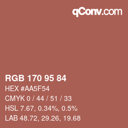 Code couleur: RGB 170 95 84 | qconv.com