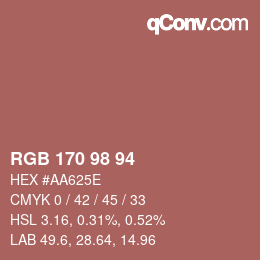 Color code: RGB 170 98 94 | qconv.com