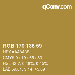 Código de color: RGB 170 138 59 | qconv.com