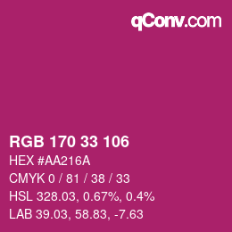 Code couleur: RGB 170 33 106 | qconv.com