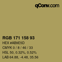 Color code: RGB 171 158 93 | qconv.com