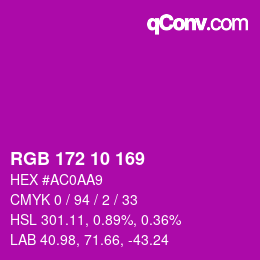 Code couleur: RGB 172 10 169 | qconv.com