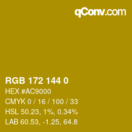 Color code: RGB 172 144 0 | qconv.com