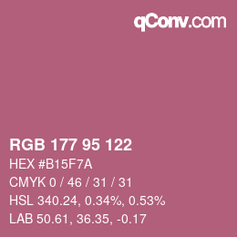 Color code: RGB 177 95 122 | qconv.com