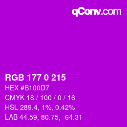 Color code: RGB 177 0 215 | qconv.com