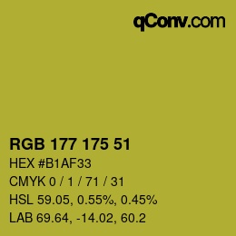 Color code: RGB 177 175 51 | qconv.com