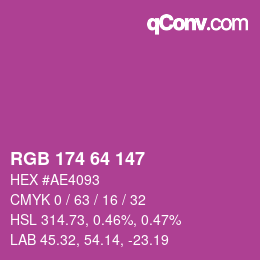 Color code: RGB 174 64 147 | qconv.com