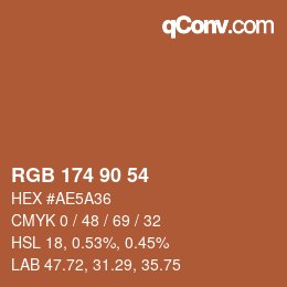 Código de color: RGB 174 90 54 | qconv.com