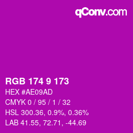 Código de color: RGB 174 9 173 | qconv.com