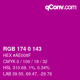 Color code: RGB 174 0 143 | qconv.com