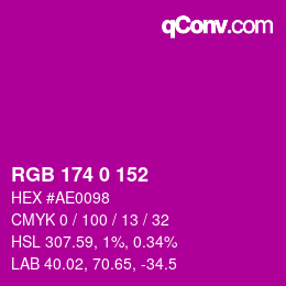 Color code: RGB 174 0 152 | qconv.com