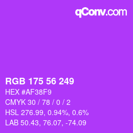 Color code: RGB 175 56 249 | qconv.com