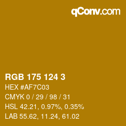 Código de color: RGB 175 124 3 | qconv.com