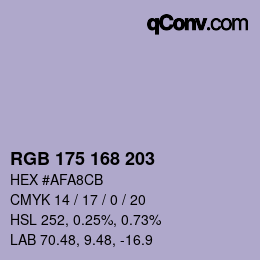 Color code: RGB 175 168 203 | qconv.com