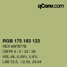 Color code: RGB 175 183 123 | qconv.com