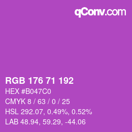 Code couleur: RGB 176 71 192 | qconv.com