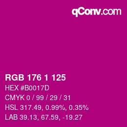 Code couleur: RGB 176 1 125 | qconv.com