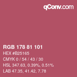 Color code: RGB 178 81 101 | qconv.com