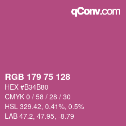 Code couleur: RGB 179 75 128 | qconv.com