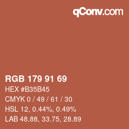 Color code: RGB 179 91 69 | qconv.com