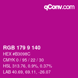 Color code: RGB 179 9 140 | qconv.com