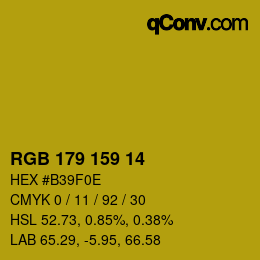 Color code: RGB 179 159 14 | qconv.com