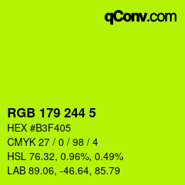 Color code: RGB 179 244 5 | qconv.com