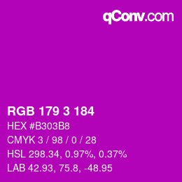 Color code: RGB 179 3 184 | qconv.com