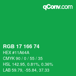 Código de color: RGB 17 166 74 | qconv.com