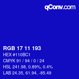 Code couleur: RGB 17 11 193 | qconv.com