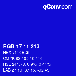 Color code: RGB 17 11 213 | qconv.com