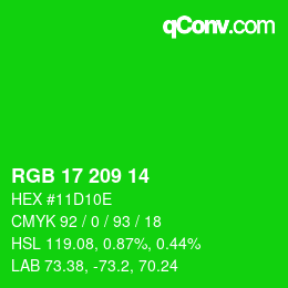 Código de color: RGB 17 209 14 | qconv.com