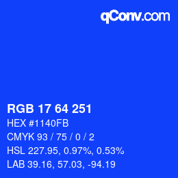 Color code: RGB 17 64 251 | qconv.com