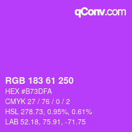 Color code: RGB 183 61 250 | qconv.com