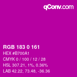 Código de color: RGB 183 0 161 | qconv.com