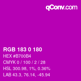 Color code: RGB 183 0 180 | qconv.com