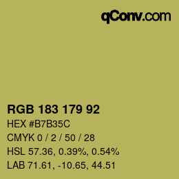 Color code: RGB 183 179 92 | qconv.com