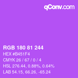 Código de color: RGB 180 81 244 | qconv.com