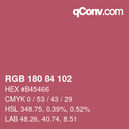 Código de color: RGB 180 84 102 | qconv.com