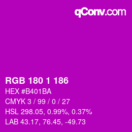 Code couleur: RGB 180 1 186 | qconv.com