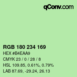 Código de color: RGB 180 234 169 | qconv.com