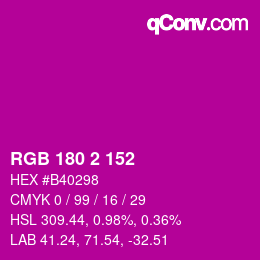 Color code: RGB 180 2 152 | qconv.com