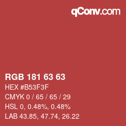 Color code: RGB 181 63 63 | qconv.com