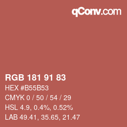 Color code: RGB 181 91 83 | qconv.com