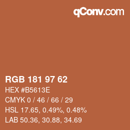 Color code: RGB 181 97 62 | qconv.com