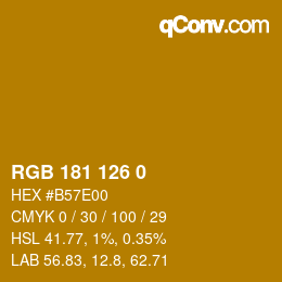 Código de color: RGB 181 126 0 | qconv.com